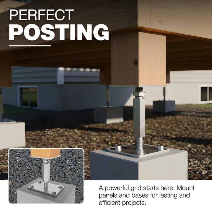 Bolt Down Elevated Adjustable Post Base With Nut