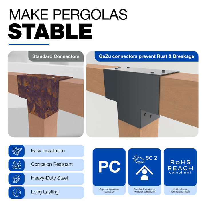 3-Way Post Connector T Shape | Pergola Corner Bracket
