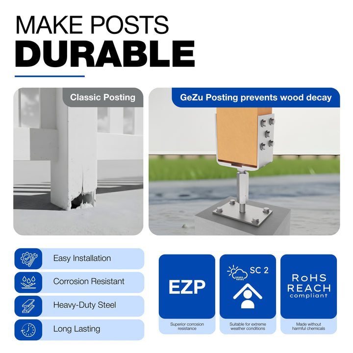 Bolt Down U Post Support Holder | Width & Hight Adjustable