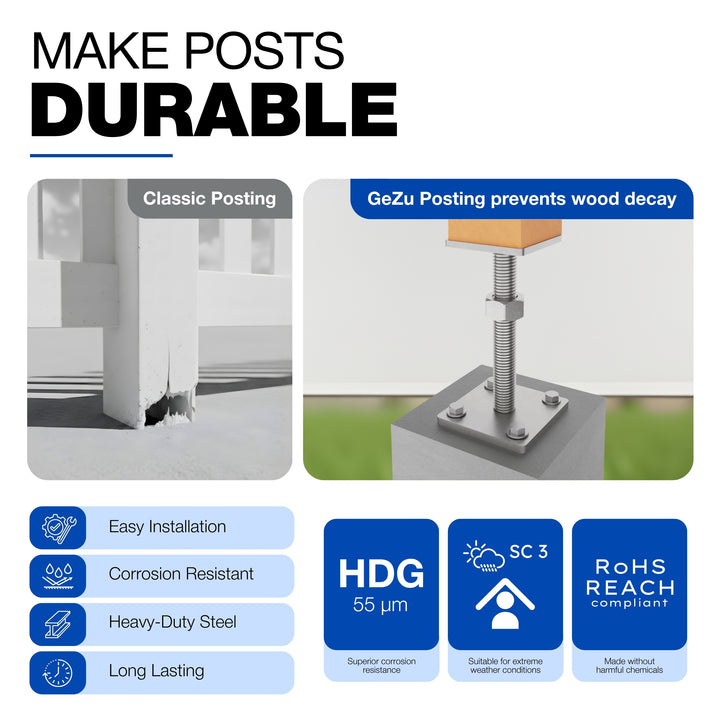 Height Adjustable Bolt Down Post Support | Post Base