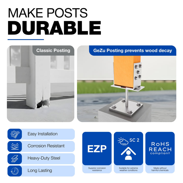 Bolt Down U Post Support Holder, Width Adjustable - detail view 5