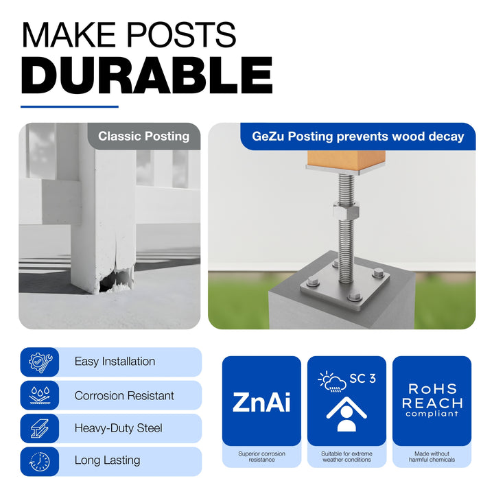 Height Adjustable Bolt Down Post Support | Post Base