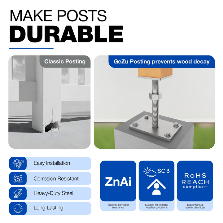 Height Adjustable Bolt Down Post Support | Post Base