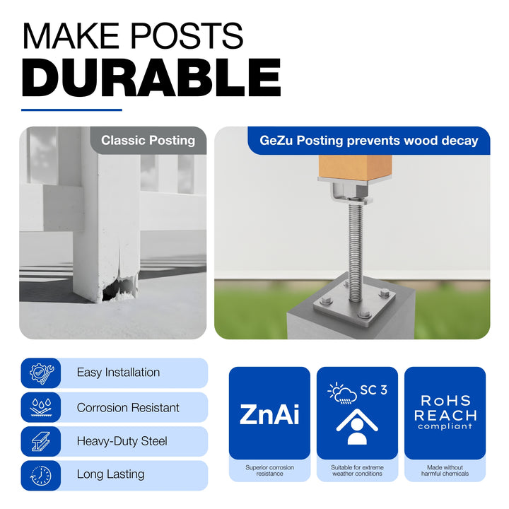 Height Adjustable Bolt Down Post Support | Adjustable Post Base
