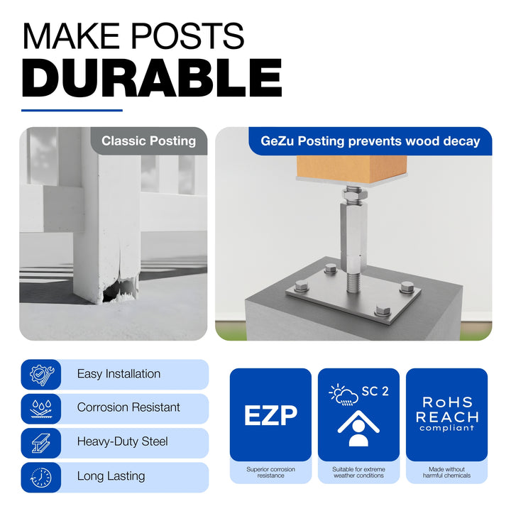 Bolt Down Elevated Adjustable Post Base With Nut