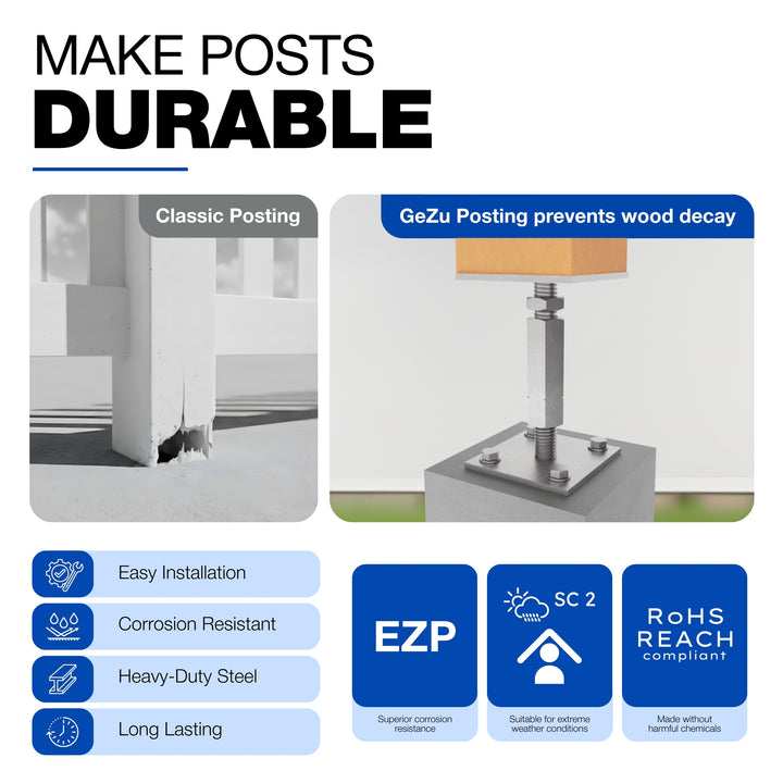 Bolt Down Elevated Adjustable Post Base With Nut