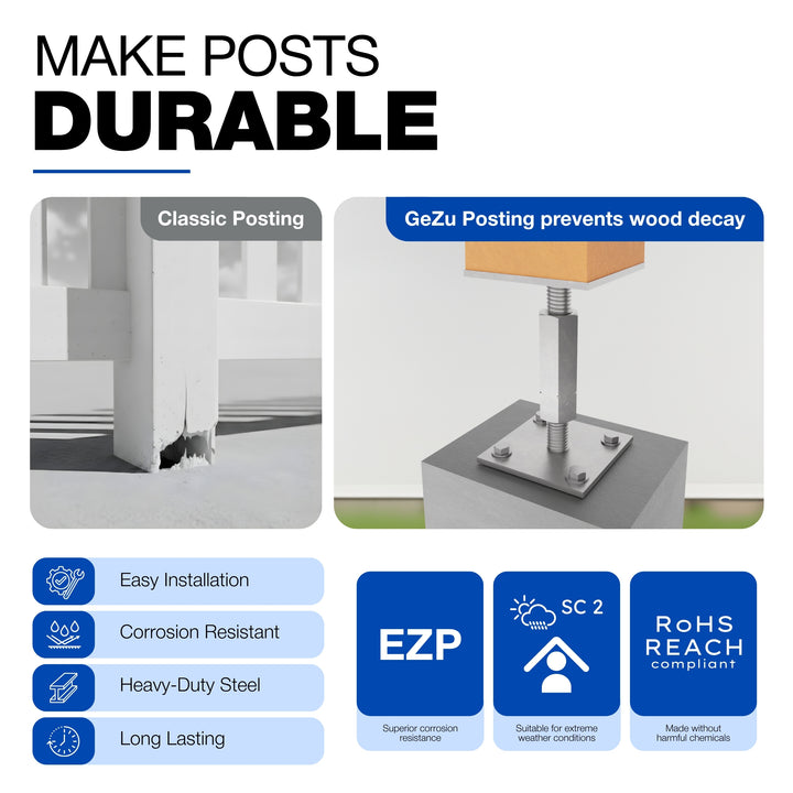 Bolt Down Elevated Adjustable Post Base