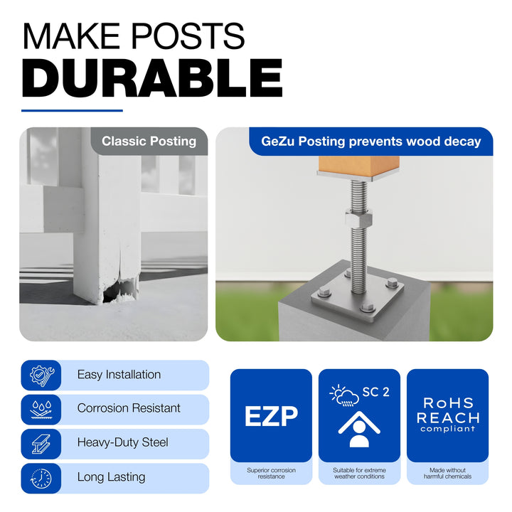 Height Adjustable Bolt Down Post Support | Post Base