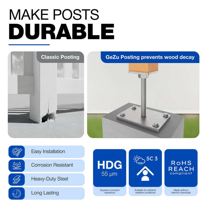 Height Adjustable Bolt Down Post Support | Post Base