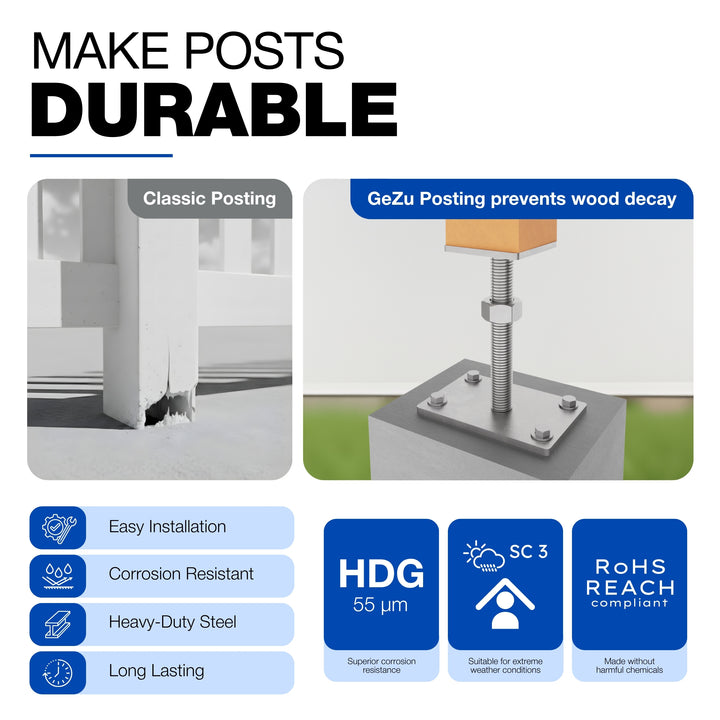 Height Adjustable Bolt Down Post Support | Post Base