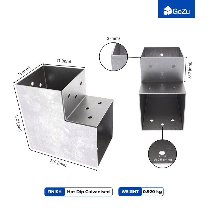 2-Way Post Connector L Shape | Pergola Corner Bracket
