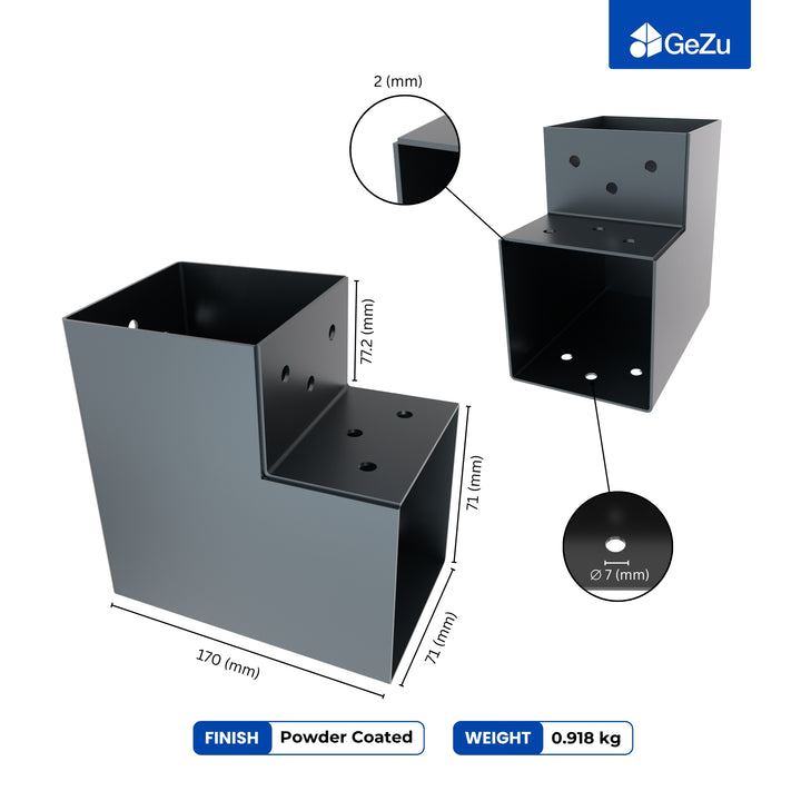 2-Way Post Connector L Shape | Pergola Corner Bracket