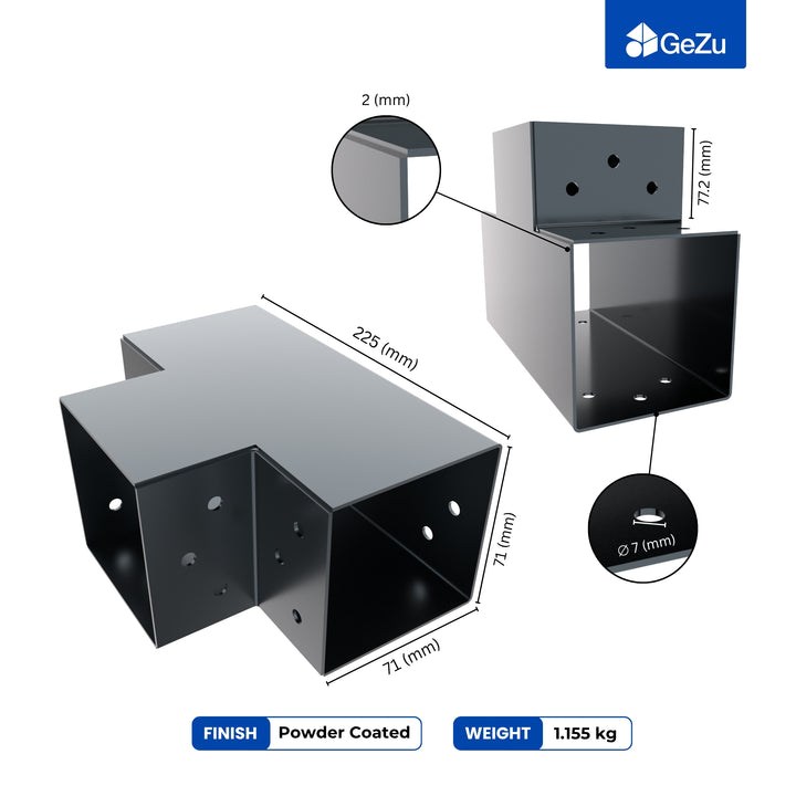 3-Way Post Connector T Shape | Pergola Corner Bracket