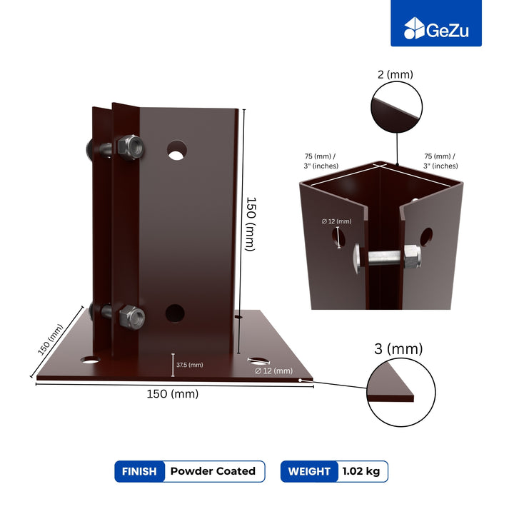 Swift Clamp Bolt Down Post Support Base | Post Shoe