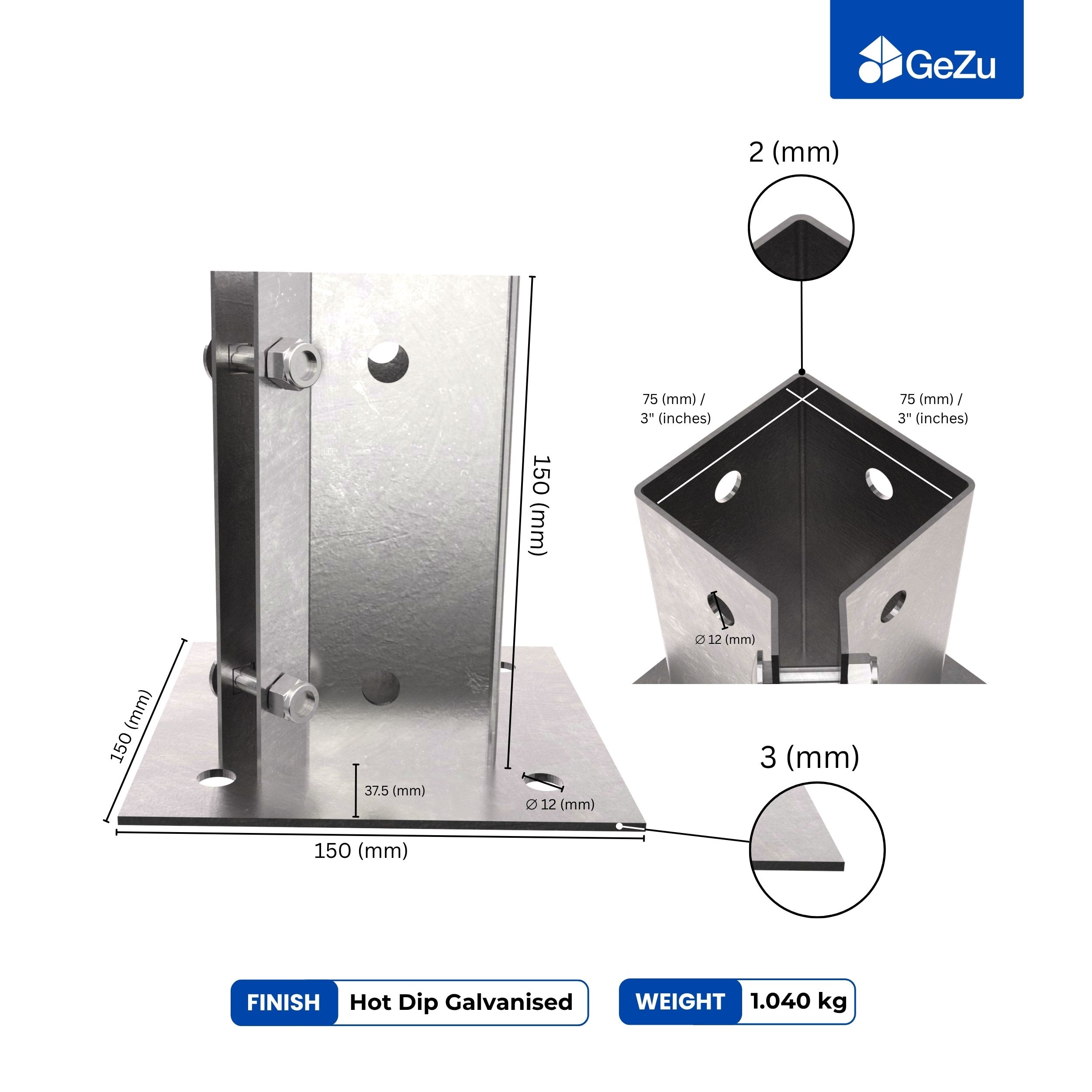 Swift Clamp Bolt Down Post Support Base | Post Shoe