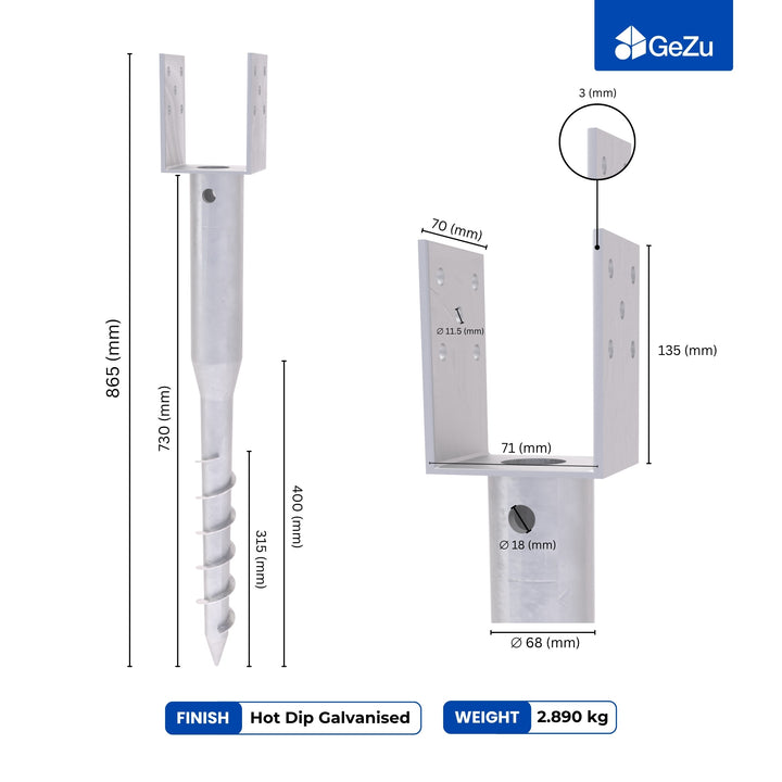 No Dig Ground Screw Anchor | U Model Ground Spike