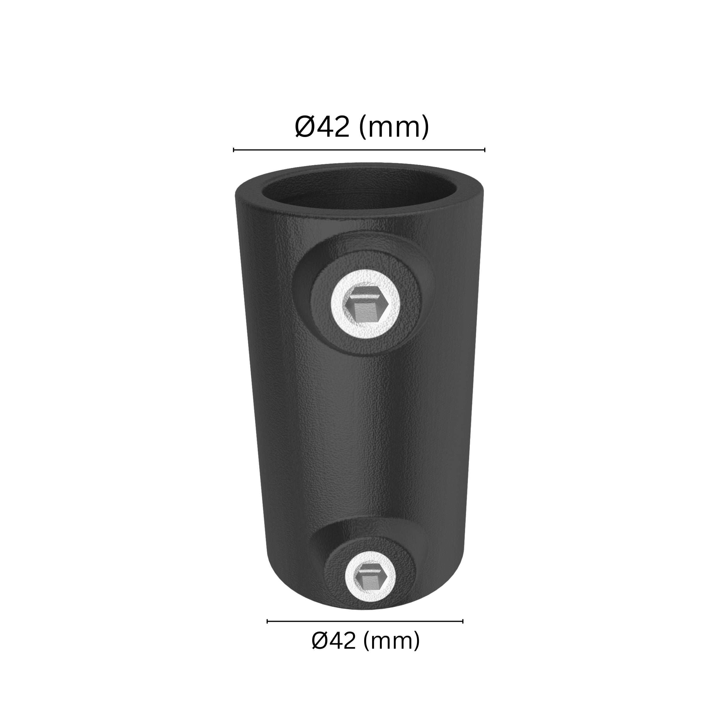 Inline External Tube Connector 42 mm with labeled dimension.