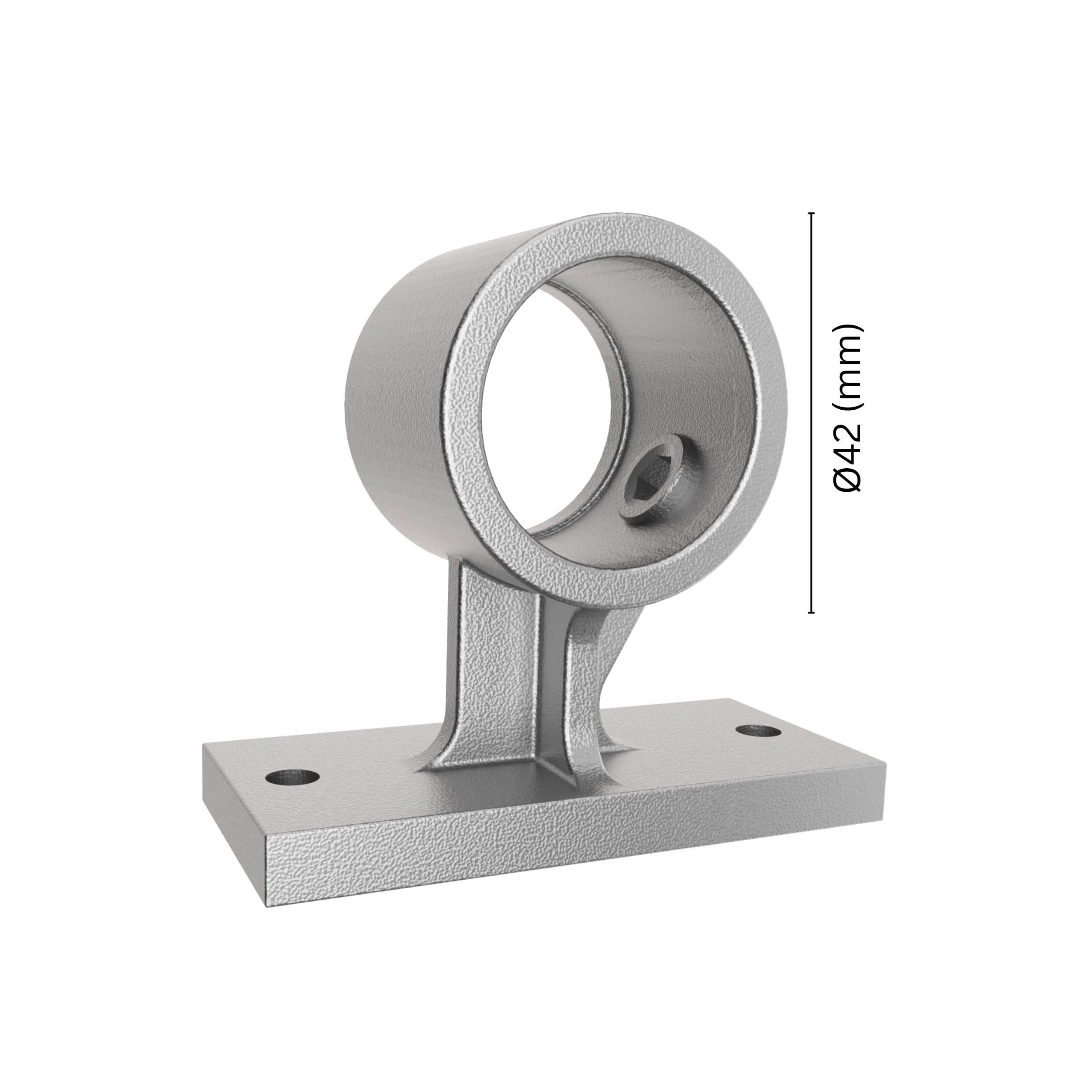 42 mm rail support bracket with labeled dimension.