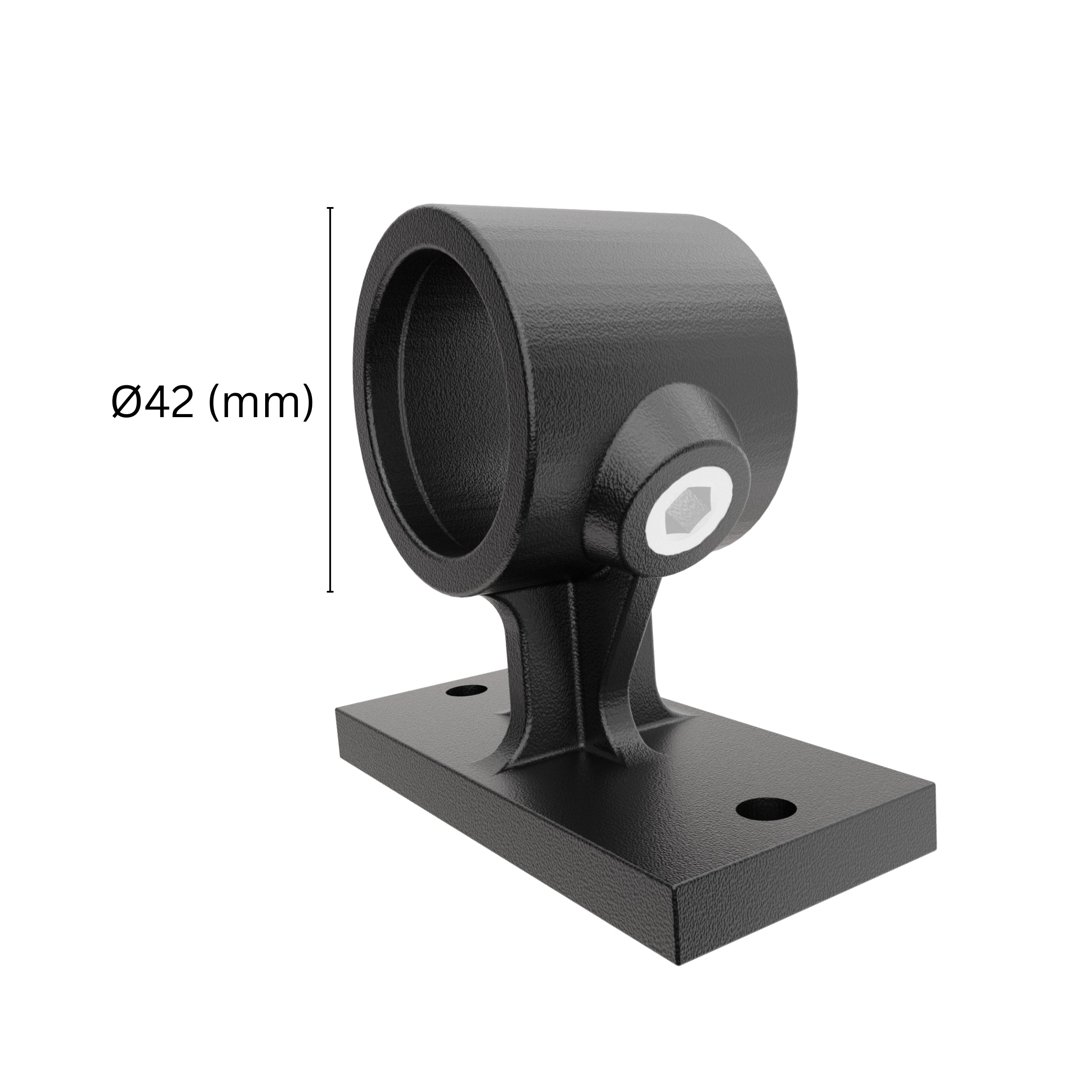 42 mm rail support bracket with labeled dimension.