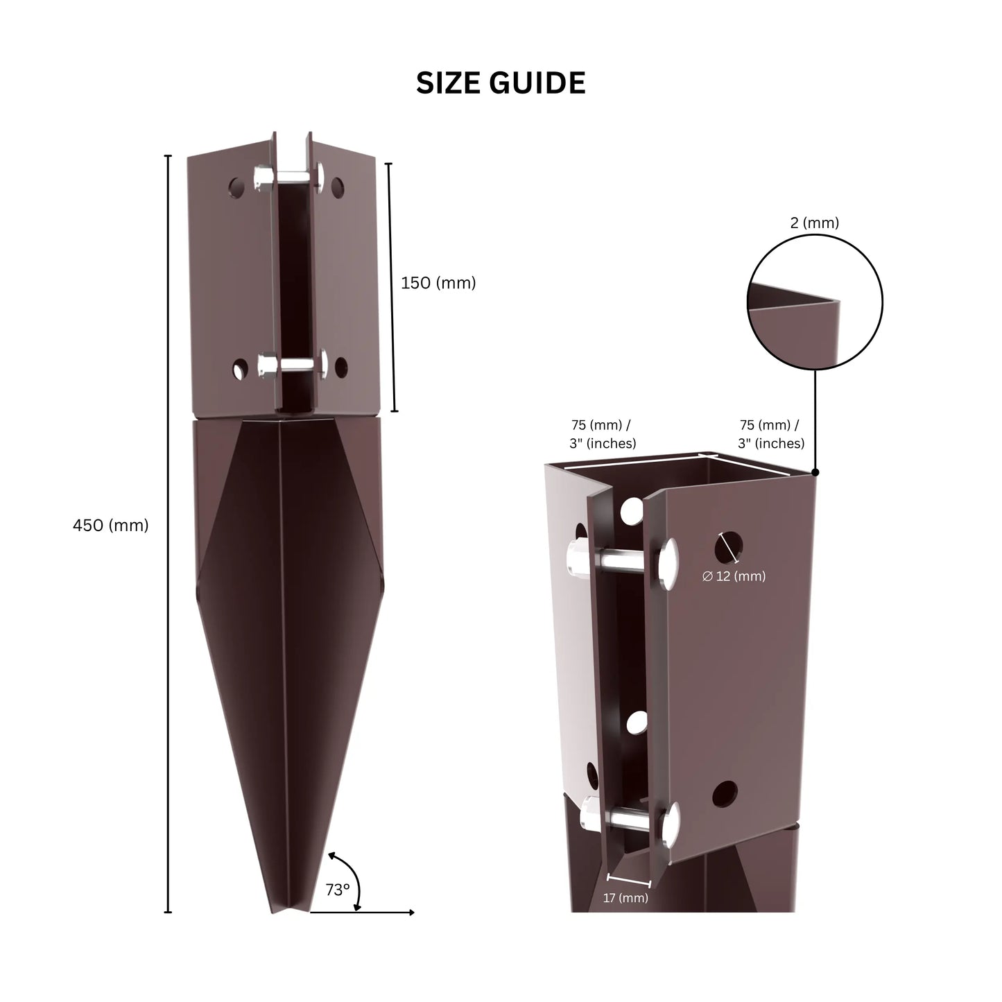 Swift Clamp Repair Spur 75x75mm Powder Coated