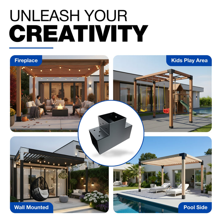3-Way Post Connector T Shape | Pergola Corner Bracket