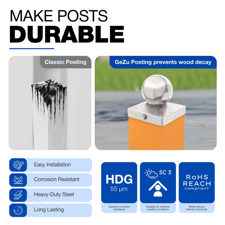 Square Fence Post Cap | Ball Top
