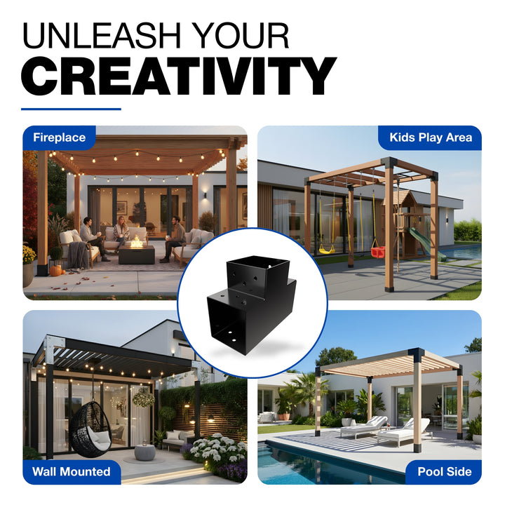 3-Way Post Connector T Shape | Pergola Corner Bracket