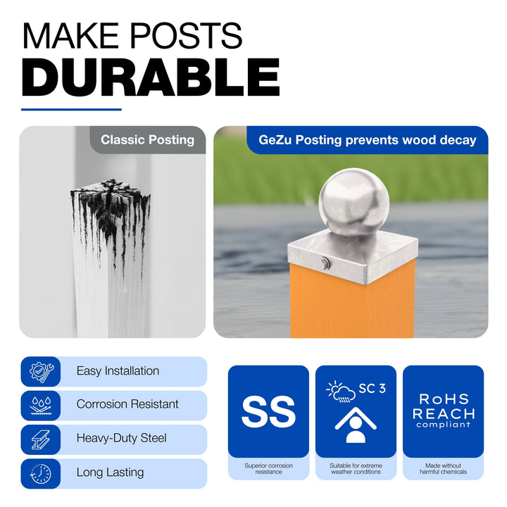 Square Fence Post Cap | Ball Top