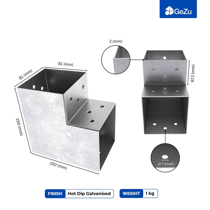 2-Way Post Connector L Shape | Pergola Corner Bracket