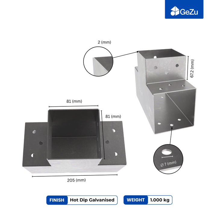 3-Way Post Connector T Shape | Pergola Corner Bracket
