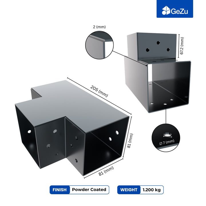 3-Way Post Connector T Shape | Pergola Corner Bracket
