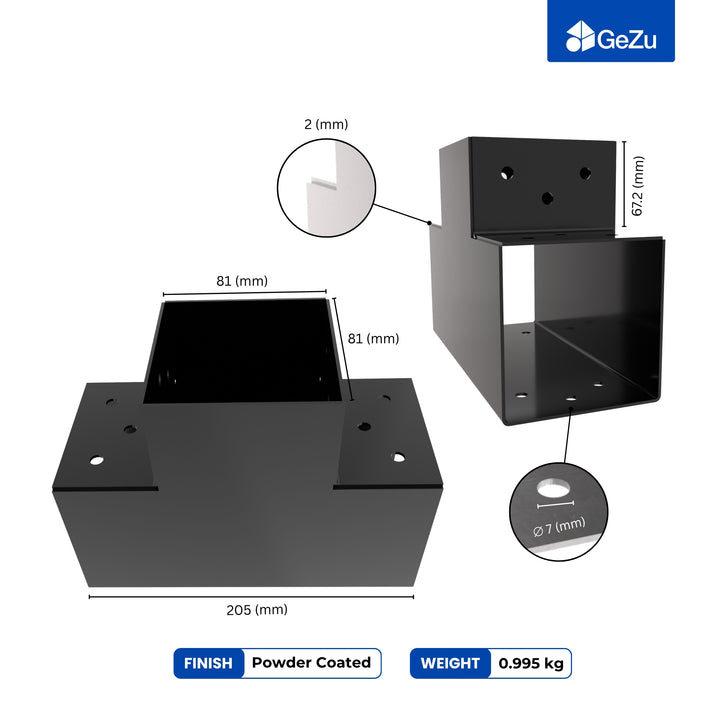 3-Way Post Connector T Shape | Pergola Corner Bracket