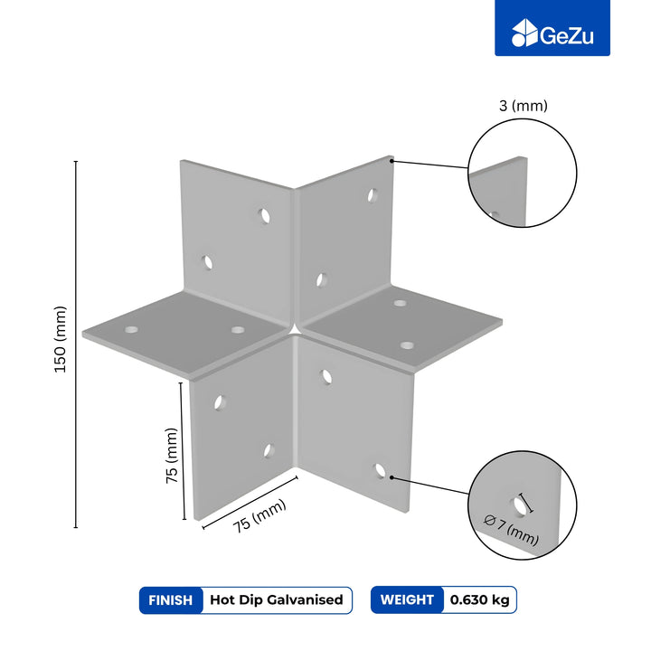 3 Way Corner Pergola Bracket | Post Connectors