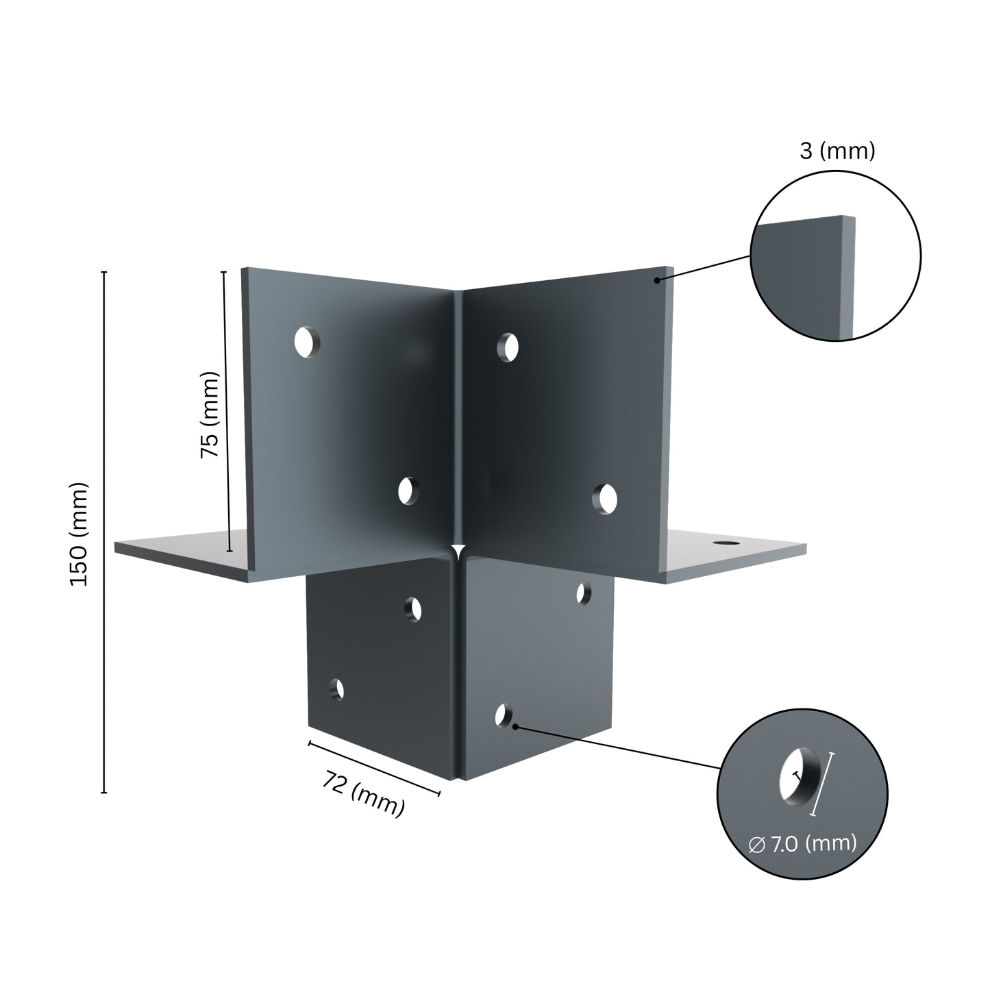 Pergola 3 Way Corner Bracket