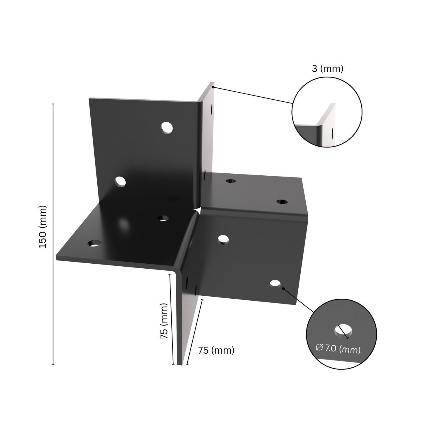 Pergola 3 Way Corner Bracket