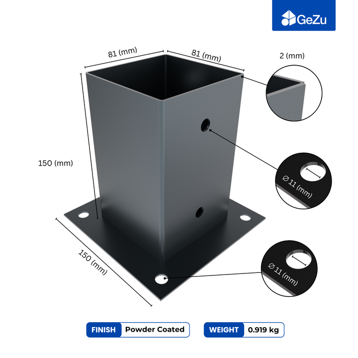 Square Bolt Down Post Support Base | Post Shoe