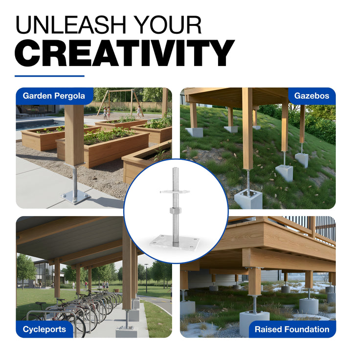 Height Adjustable Bolt Down Post Support | Post Base