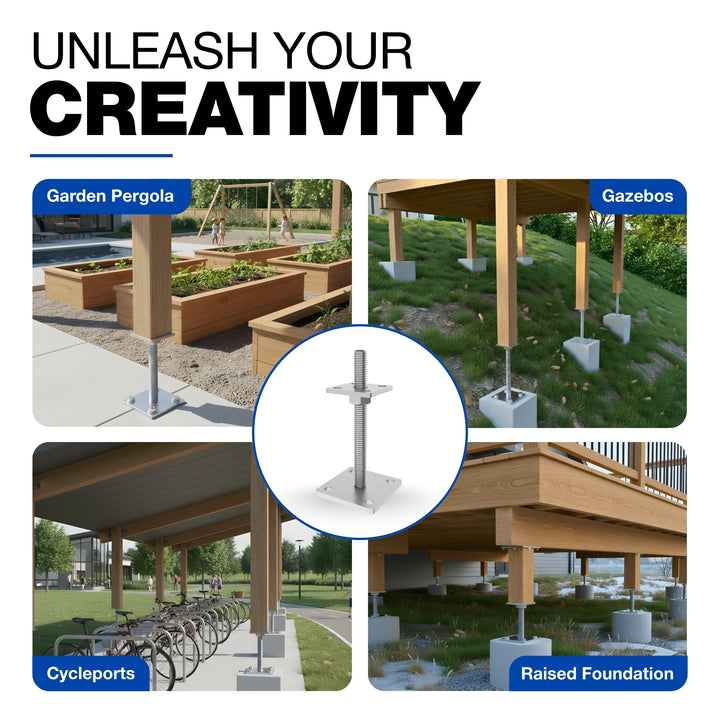 Height Adjustable Bolt Down Post Support | Post Base