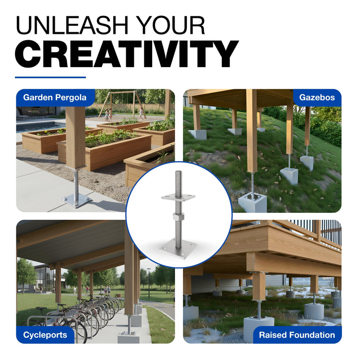 Height Adjustable Bolt Down Post Support | Post Base