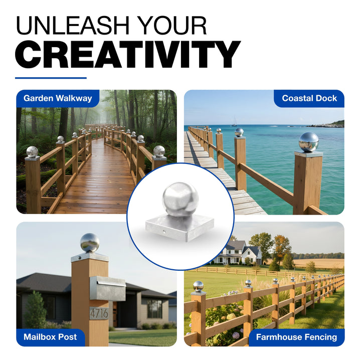 Square Fence Post Cap | Ball Top