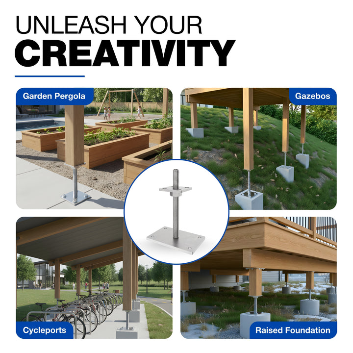 Height Adjustable Bolt Down Post Support | Post Base