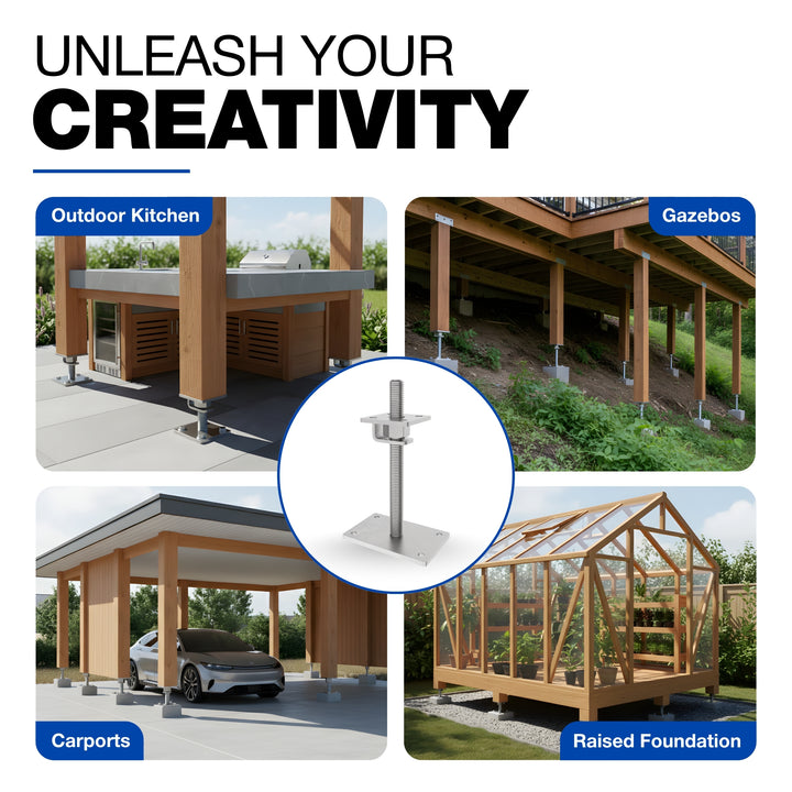 Height Adjustable Bolt Down Post Support | Adjustable Post Base