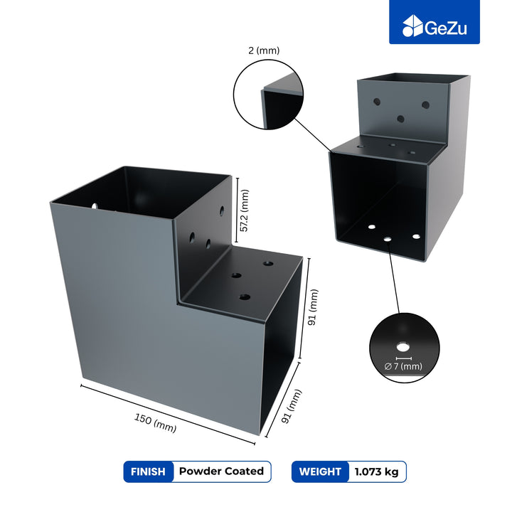 2-Way Post Connector L Shape | Pergola Corner Bracket