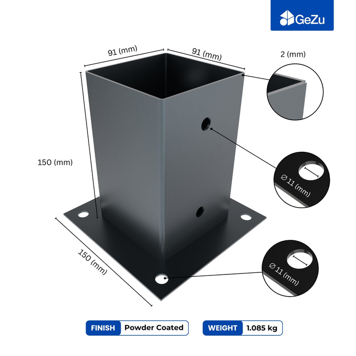 Square Bolt Down Post Support Base | Post Shoe
