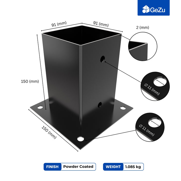 Square Bolt Down Post Support Base | Post Shoe