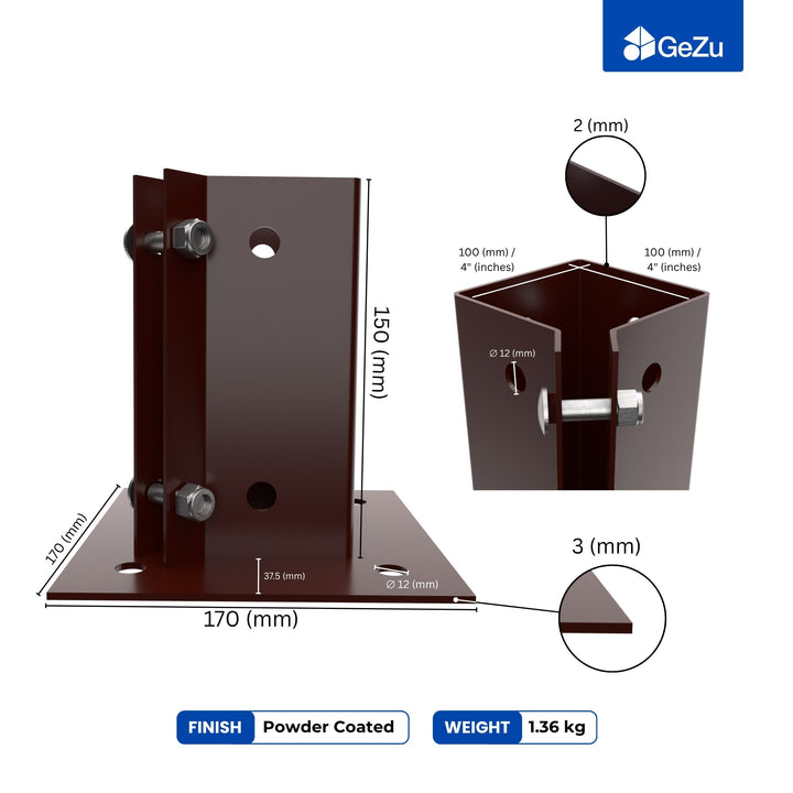 Swift Clamp Bolt Down Post Support Base | Post Shoe