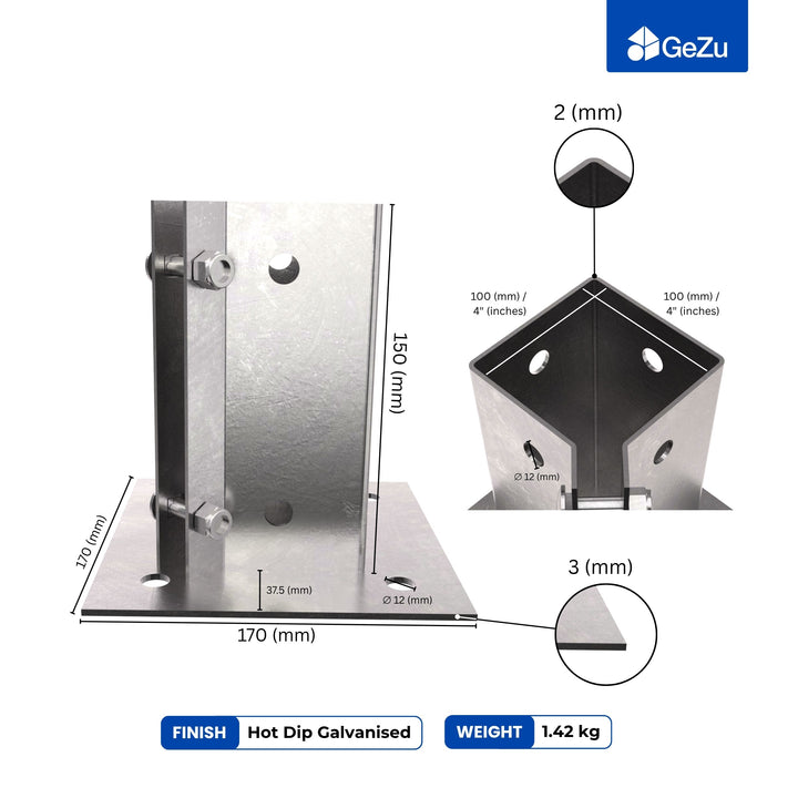 Swift Clamp Bolt Down Post Support Base | Post Shoe