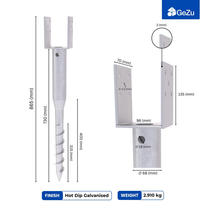 No Dig Ground Screw Anchor | U Model Ground Spike