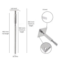 Adjustable T post support for concrete with lock and long nut
