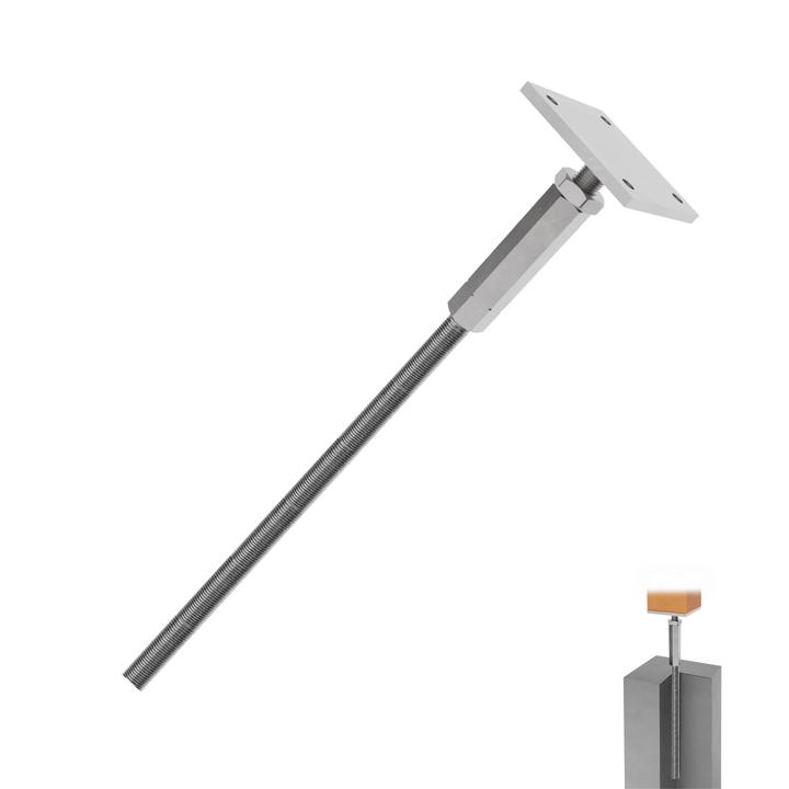 Concrete in adjustable post base - 100 x 100 mm - Gezu Impex